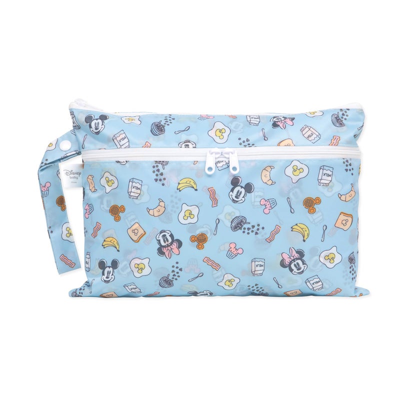 Bumkins Disney Waterproof Wet Dry Clutch Bag for Baby, Travel, Swim Suit, Cloth Diapers, Pump Parts, Pool, Gym Clothes, Toiletry, Hook to Stroller, Daycare, Packing Pouch, Zip Bag, Mickey and Minnie - Image 1